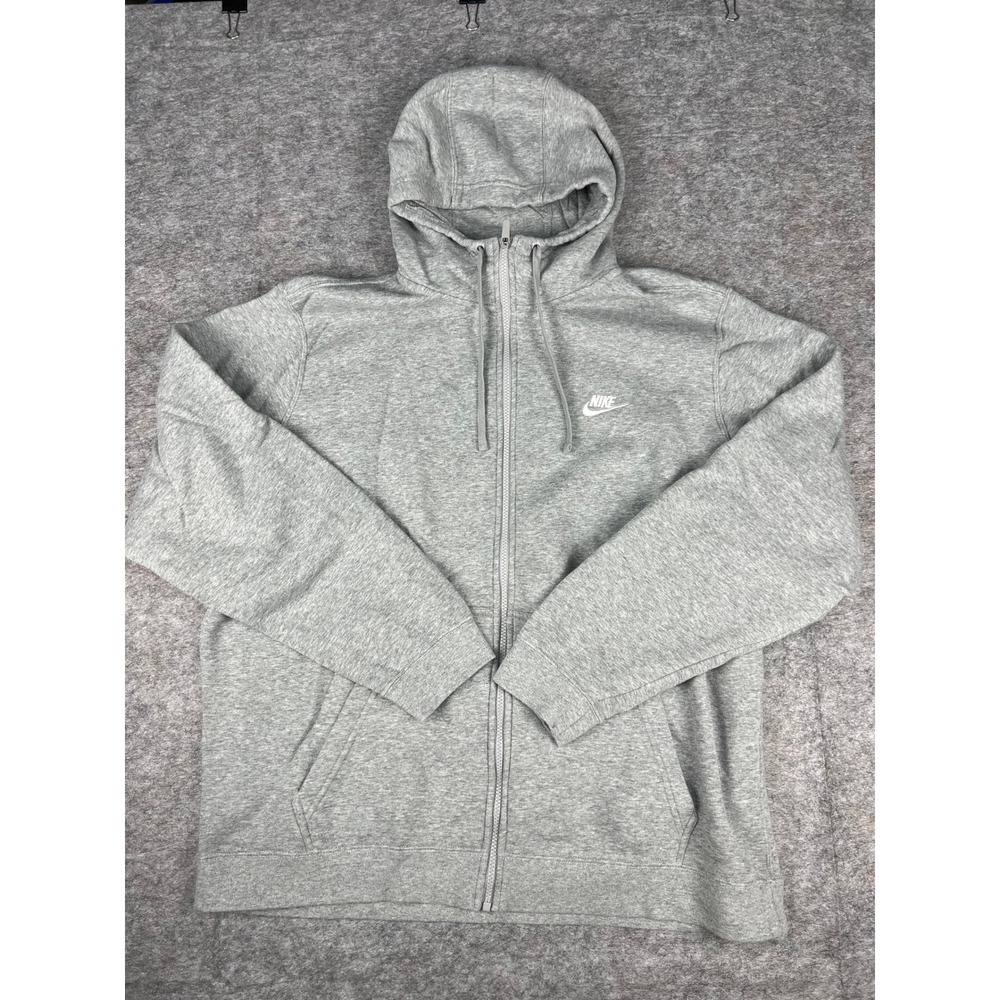 Nike Mens Full Zip Hoodie Heather Grey Fleece Futura Logo XXL